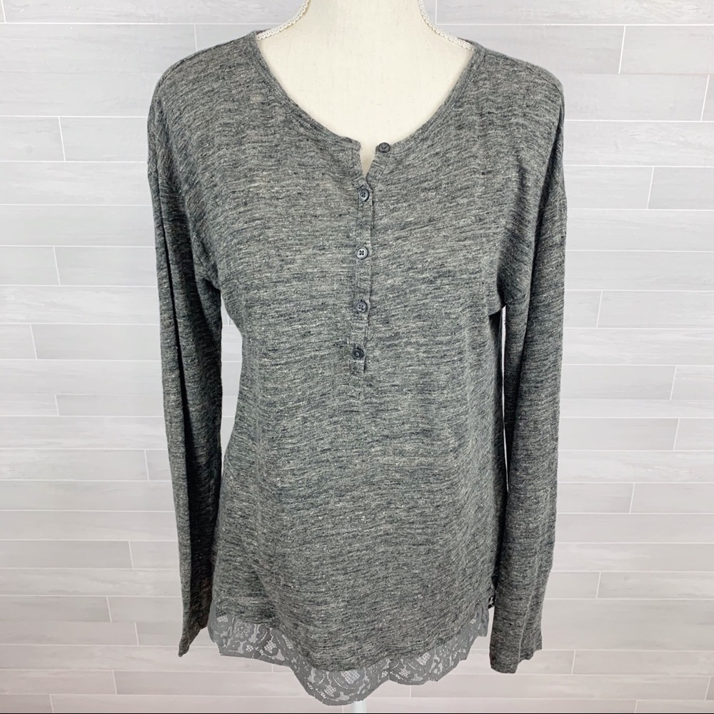 Banana Republic 100% Linen Henley w/Lace Hem